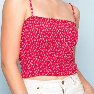 Brandy Melville red floral crop top